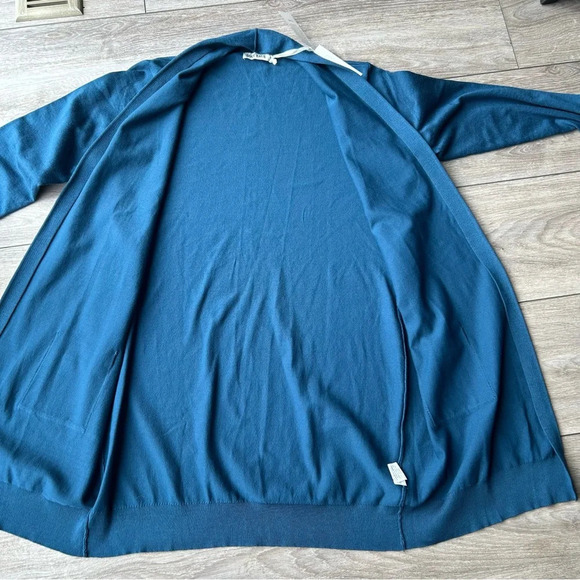 NWT Grace Karin Blue Open Front Long  Length Cardigan - Picture 12 of 15